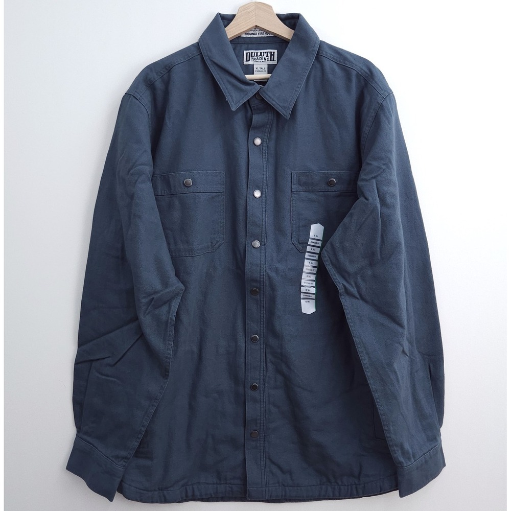 NWT Duluth Fire Hose Shacket Flannel Lined Standard Fit Limber Blue XL Tall